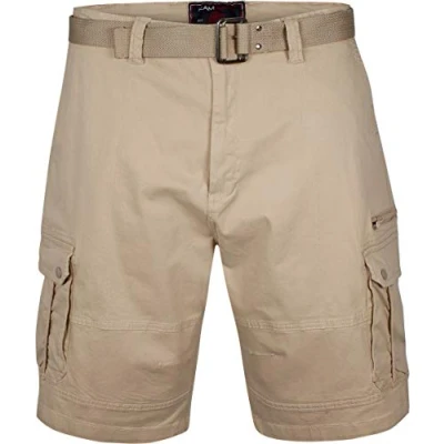 Image of KAM Jeanswear Men&#039;s Belted Cargo Stretch Shorts Beige 50
