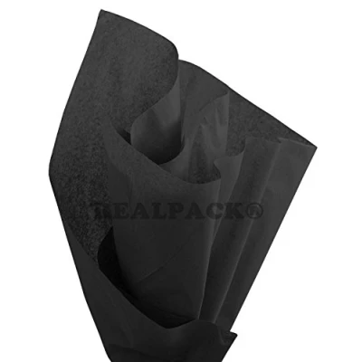 Image of REALPACK® 200x Sheets of Acid Free Premium Luxury Black Tissue Paper Ream 18&quot; x 28&quot;