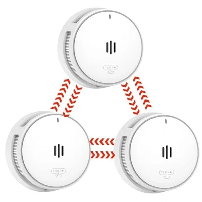 Image of wireless smoke Alarm Pre Connected, Interconnected Detector for Home, interlinked Fire with 10 Year Battery,conforms to EN14604 Standard (3 alarm)