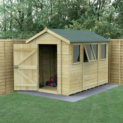 Image of 10&#039; x 6&#039; Forest Timberdale 25yr Guarantee Tongue &amp; Groove Pressure Treated Apex Shed â 4 Windows (3.06m 1.98m)