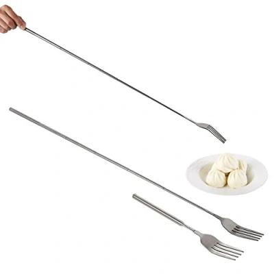 Image of Extendable Fork Long Handle Stainless Steel Cutlery for Barbecue Toasting