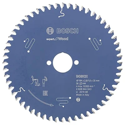 Image of Bosch 2608644043 EXWOH 56 Tooth Top Precision Circular Saw Blade, 0 V, Blue