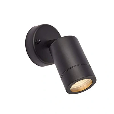 Image of Saxby 75436 Palin Matt Black Stainless Steel Outdoor IP44 Adjustable Wall Light