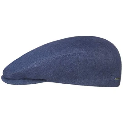 Image of Stetson Texas Taleco Flat Cap Men Made in The EU Wool Ivy hat Linen with Peak, Lining, Lining Summer Spring 57 cm Anthracite