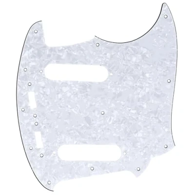 Image of Musiclily Pro 12 Hole Guitar Pickguard for JPN Fender Japan Mustang, 4Ply White Pearl