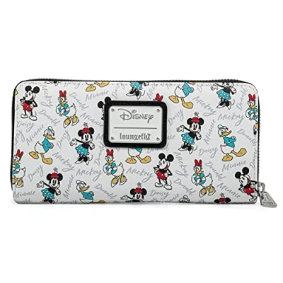 Image of Loungefly Disney Wallet Mickey Minnie Mouse Daisy Donald Duck Zip Clutch White