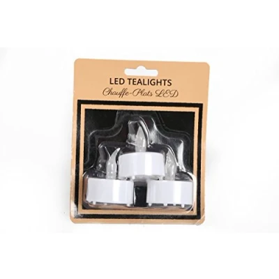 Image of Flameless Pack of 3 LED Tea Lights Candles Plastic White Battery Powered