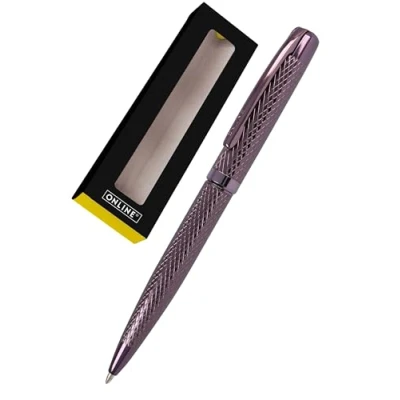 Image of Online Eleganza Ballpen I Colour: Red Replaceable Large Refill Metal Biro Ink Colour Black Retractable Ballpoint Pen In Gift Box