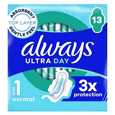 Image of Always Ultra Sanitary Towels Normal (Size 1) Wings X13 Pads