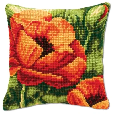Image of Vervaco Poppies Bold Cross Stitch Cushion, Multi Colour