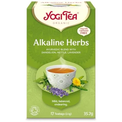Image of Yogi Tea, Alkaline Herbs, Organic Herbal Naturally Caffeine Free, Blend of Dandelion, Nettle and Lavender, 17 Tea Bags