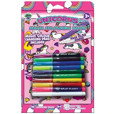 Image of Splat Planet Unicorn Magic Colouring book with Colour Changing Pens Set Magical art A4 size