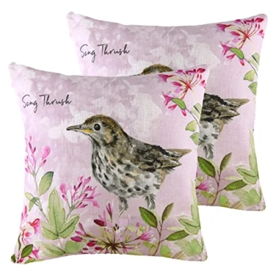 Image of Evans Lichfield Song Thrush Cushions (Twin Pack) Multicolour Size 43 cm x