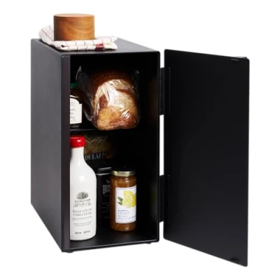 Image of YAMAZAKI 5681 TOWER Bread Case Tall, black, Steel, Minimalist, 22 x 34.5 41 cm