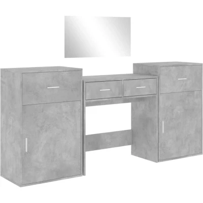 Image of vidaXL 4 Piece Dressing Table Set Concrete Grey Engineered Wood