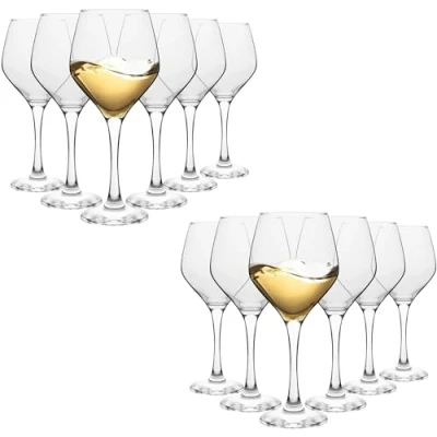 Image of Homiu Large White Wine Glasses Set of 12 330 ML Napoli Collection Glass Drinking Crystal Clear Wedding Gift Cocktail Home Restaurants Kitchen Dishwasher Safe