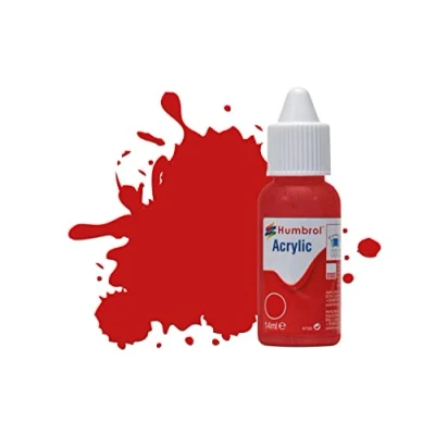 Image of Humbrol Model Paint DB0220 No 220 Italian Red Gloss (14ml), Acrylic Paints for Models, Plastic, Metal, Wood, Glass, Ceramics and More, Touch Up Hobby Bottle Craft Kits
