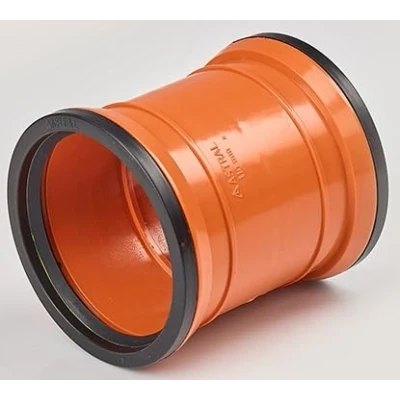 Image of 110MM Orange Underground Pipe Fittings, Push Fit Fittings Double Socket Coupler Straight
