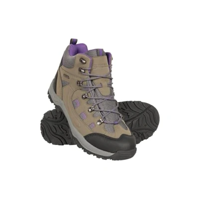 Image of Mountain Warehouse Adventurer Womens Boots Waterproof Rain Boots, Synthetic &amp; Textile Walking Shoes For Autumn Winter, Hiking Trekking Grey Adult Shoe Size 5