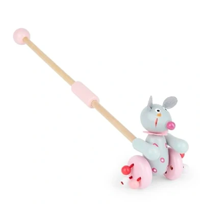 Image of Mousehouse Gifts Wooden Push Along Toy Mouse, Colourful Pull Walker for Baby Mice and Girls