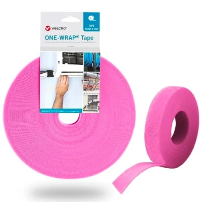 Image of VELCRO® Brand Hook and Loop ONE WRAP® Tape, Cable Straps, Management, Cord Organizer, Reusable Fastening Ties, Pink, 10mm x 5m