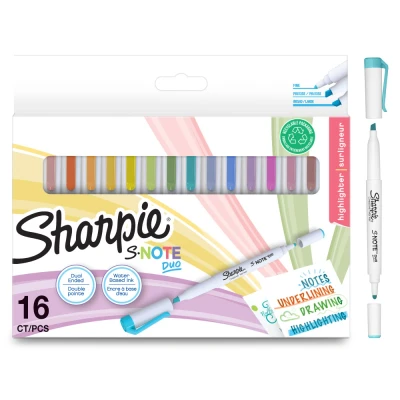 Image of Sharpie S Note Duo Highlighters Dual Ended Pastel Creative Markers Bullet &amp; Chisel Tip for Highlighting, Drawing, Journaling More 16 Count