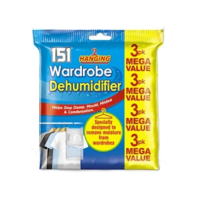Image of ZOPPER 3pk Hanging Wardrobe Dehumidifier Helps Stop Mould, Damp, Mildew, Moisture and Condensation Specially Designed To Removes From