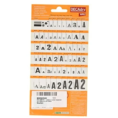 Image of APLI DDB11F Letters and Numbers Transfers, White, 2.5 mm