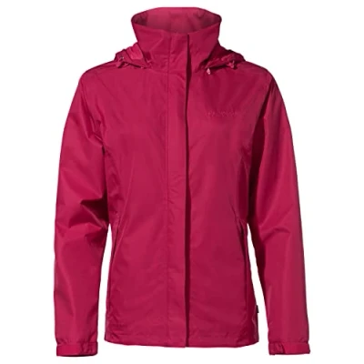 Image of VAUDE Women&#039;s Escape Light rain jacket in red, Waterproof Women, packable with Hood, Climate Friendly Windbreaker Jacket, 36