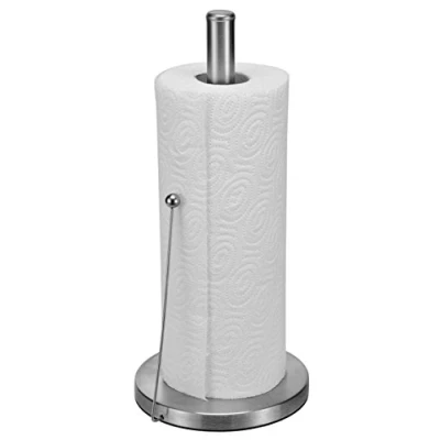 Image of Freestanding Stainless Steel Kitchen Roll Holder Paper Towel Metal Pole Stand