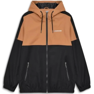 Image of Lambretta Mens Contrast Panel Hooded Jacket (UK, Alpha, XL, Regular, Black/Tobacco)