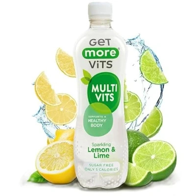 Image of Get More Vits Multi Vitamin Sparkling Lemon &amp; Lime Flavoured Spring Water (12 x 500ml), Sugar Free, Low Calorie, D, C, B, Supports a Healthy Body, Vegetarian, Vegan