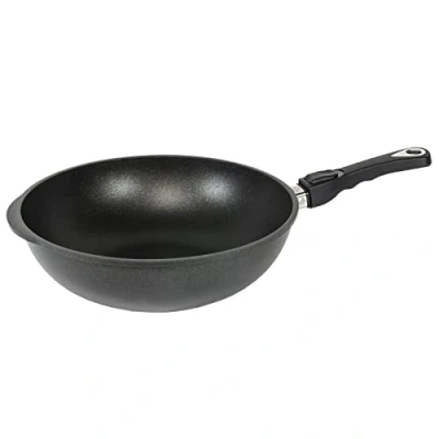 Image of AMT Gastroguss Wok Pan, Diameter 32 cm, Height 10 Removable Handle, Cast Aluminium, Lotan® Non Stick Coating for Grease Free Roasting, Suitable Induction cookers, AMZN I 1032S Z20B