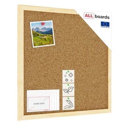 Image of ALLboards Cork Noticeboard 40x40 cm in Natural Wooden Frame