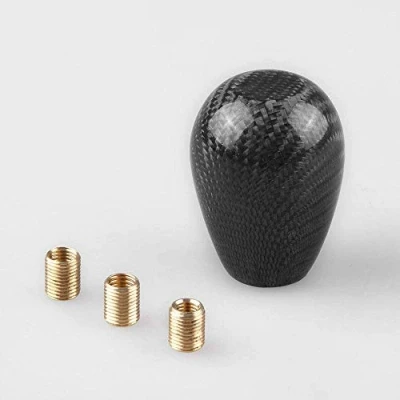 Image of Plextone Universal Car Gear Shift Knob Manual Shifter Lever Oval Shape Carbon Fiber (Black) (B001)
