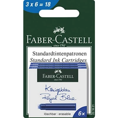 Image of Faber Castell 201621 Ink Cartridges ,blue,3 Boxes of 6 Each
