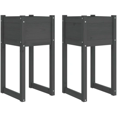 Image of vidaXL Planters 2 pcs Grey 40x40x81 cm Solid Wood Pine
