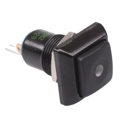 Image of IPC1SAD2L0Y APEM Yellow LED Black Square Latching 12mm Push Button Switch SPST IP67