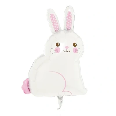 Image of Amscan 4052901 Satin White Easter Bunny Junior Shape Foil Balloon 22&quot;