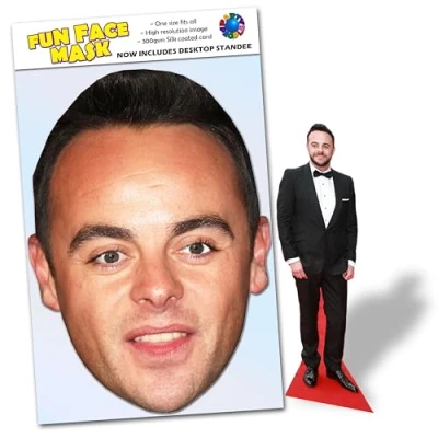Image of Party People 1 x Ant Mcpartlin Ready To Wear Celebrity Face Mask Includes Freestanding 20cm Desktop Standee Card Cutout M