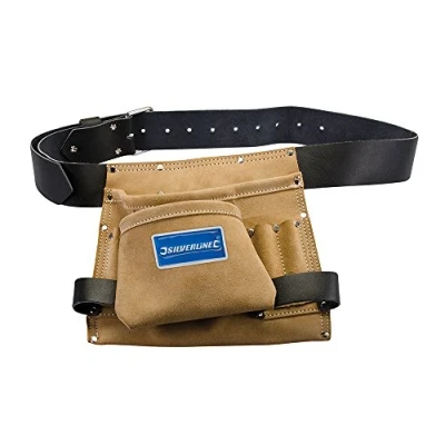 Image of Silverline Leather Nail &amp; Tool Bag 8 Pocket 260 x 230mm