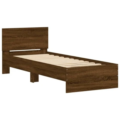Image of vidaXL Bed Frame without Mattress with Headboard Brown Oak 90x200 cm