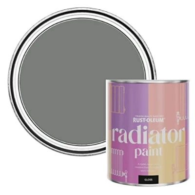 Image of Rust Oleum Grey Heat Resistant Radiator Paint in Gloss Finish Torch 750ml
