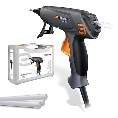 Image of Steinel Glue Gun GlueMatic 3011 Set, incl. Hot Melt Sticks 11 mm, Interchangeable Nozzle, Ideal for Repairs and DIY