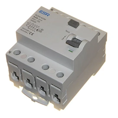 Image of 63 Amp 30mA RCD RCCB Trip Switch 4 Pole DIN Rail Three Phase 400 Volt