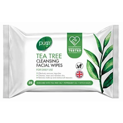 Image of 25 Tea Tree Cleansing Facial Wipes Daily Use Face Make Up Healthy Skin Remover
