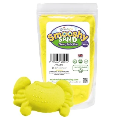 Image of Rainbow Eco Play Magic Sand Coloured for Kids Childrens Sensory Toys Natural Friendly Smooshy ASMR 485g Yellow