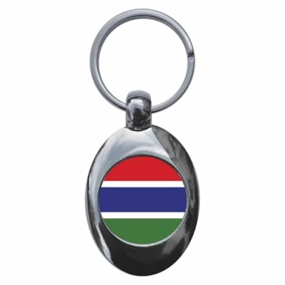 Image of Ozorath Gambia National Flag Keyring Keychain Key Ring Chain With Trolley Coin