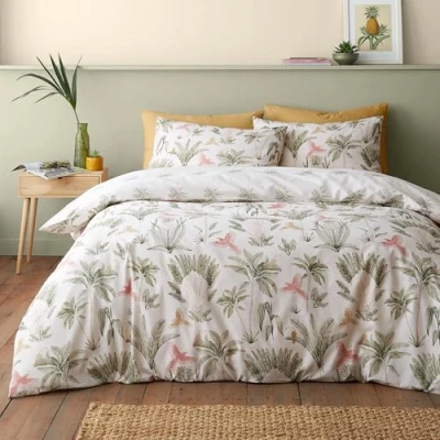 Image of Catherine Lansfield Paradiso Palm Super King Duvet Set Natural