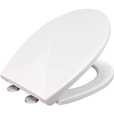 Image of Soft Close Toilet Seat White Loo Cover Quick Release for Easy Cleaning Premium UF Material Durable Standard Size Installation Dual Fixing with Adjustable Hinges